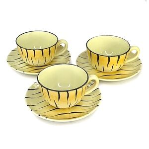 Niderviller Vintage Hand-Painted Tiger Stripe Cups & Saucers - 3